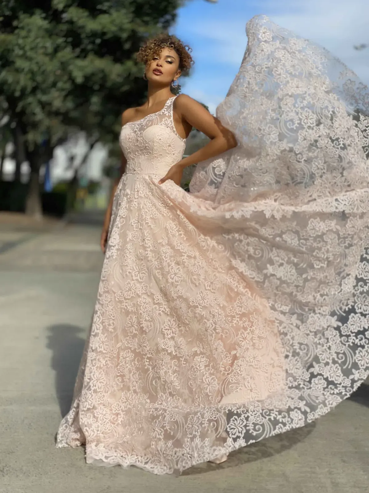 Jadore JX4008 Gown with Pearl Detail Blush Pink Size 14 - Image 1