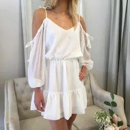 By Nicola Damsel Dress in White Dot Size 8 for rent on The Volte - image 1