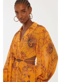 Animale Drawstring Midi  Dress Orange Size AU 10 for rent on The Volte - image 2