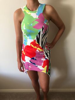 Shakuhachi Printed Neoprene Mini Dress for rent on The Volte - image 1