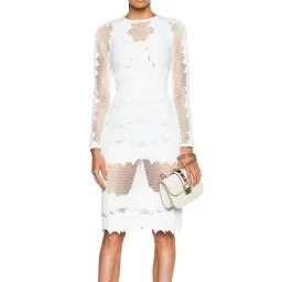 Jonathan Simkhai Burnout Brocade Long Sleeve Dress White Size 8 for rent on The Volte - image 1