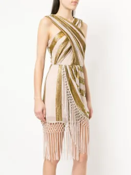 Alice McCall Surrealist Mini Dress in Gold Metallic Size 8 for rent on The Volte - image 2