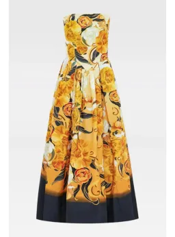 Leo Lin Lynn Bustier Midi Dress Adorn Print in Royal Size AU 10 for rent on The Volte - image 1