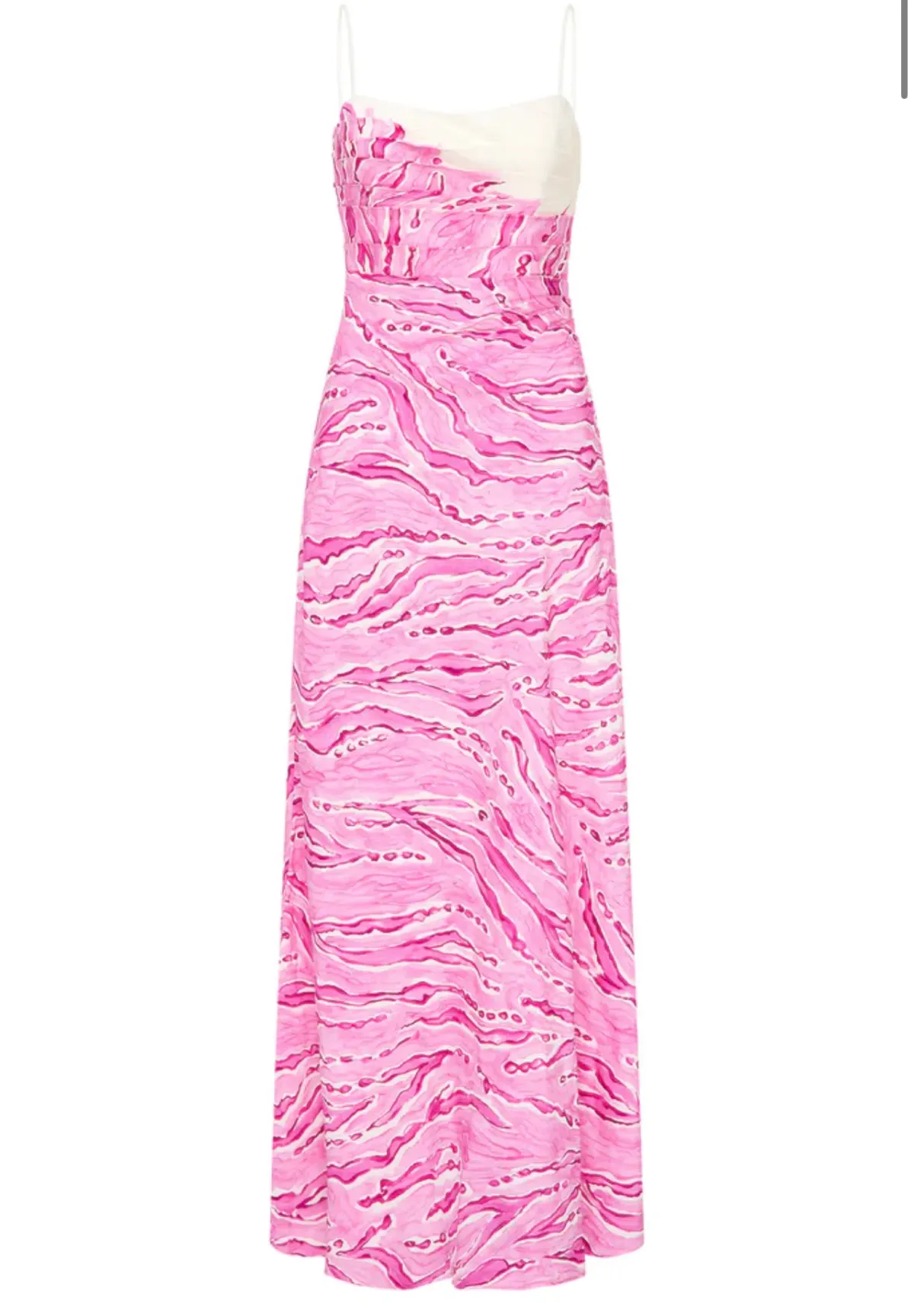Aje Clarice Draped Maxi Dress in Pink and White Size 14 - Image 3