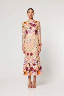 Elliatt Shannon Dress Multi Floral Applique Size S/ AU 8 for rent on The Volte - image 1