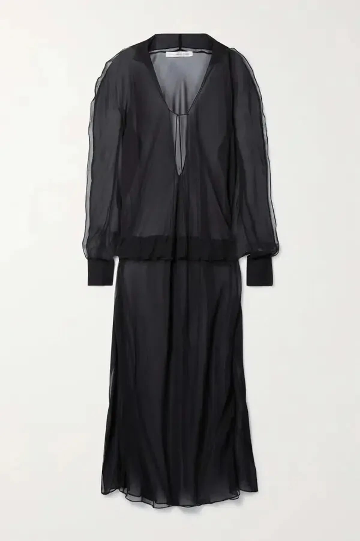 Christopher Esber Ruffled Silk Georgette Maxi Dress in Black Size AU 4 - Image 4