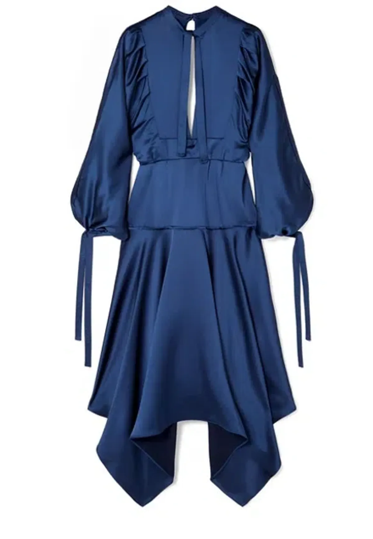 Self Portrait Handkerchief Hem Satin Midi Dress Blue Size 14 - Image 4