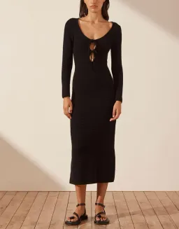 Shona Joy Eve Long Sleeve Keyhole Midi Dress Black Size XS (AU 6) for rent on The Volte - image 5