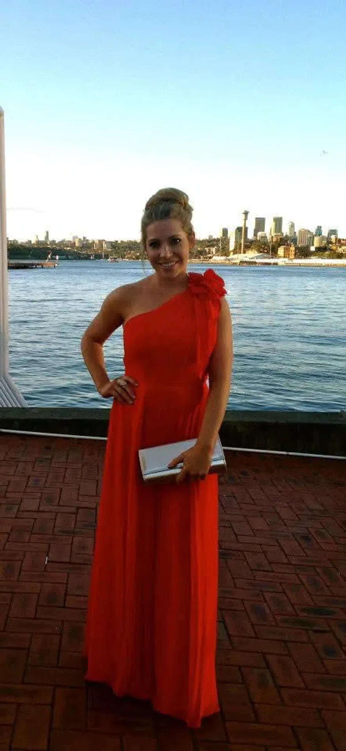 Cocktail Red Full Length One Shoulder Dress Size 12 - Image 1