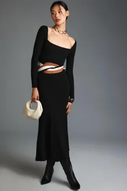 Sovere Inertia Knit Midi Dress Black Size 10 for rent on The Volte - image 1