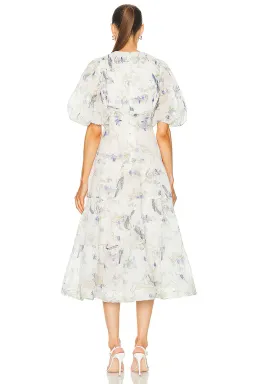 Zimmermann Pleated Midi Dress Blue Birds Size 3 / AU 14 for rent on The Volte - image 3