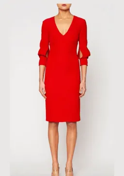 Scanlan Theodore Stretch Reptile Pencil Dress Red Size 10 for rent on The Volte - image 1