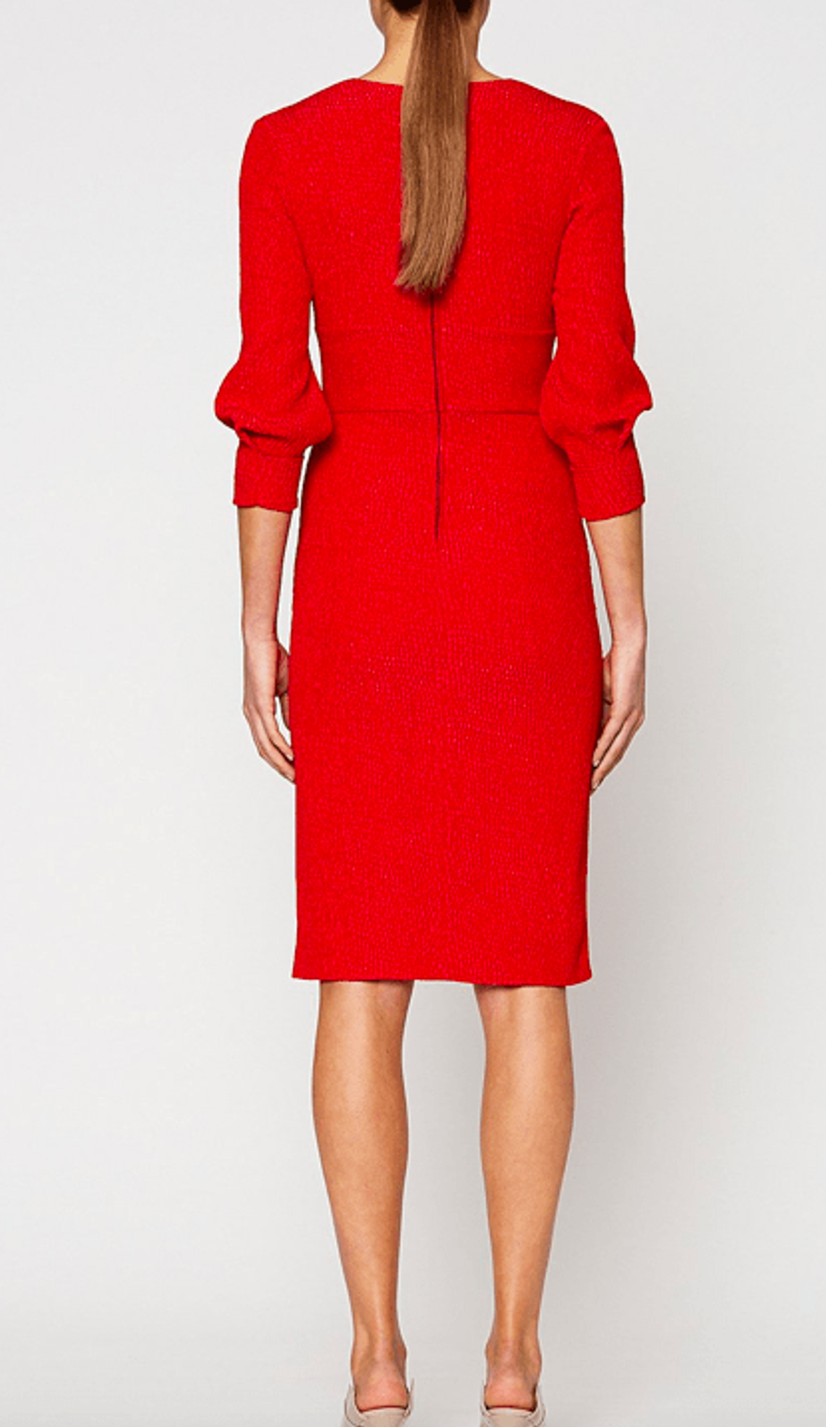 Scanlan Theodore Stretch Reptile Pencil Dress Red Size 10 - Image 3