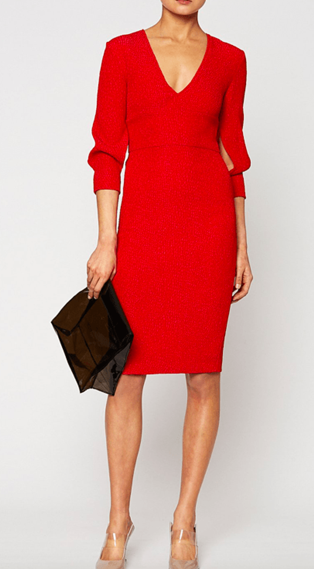 Scanlan Theodore Stretch Reptile Pencil Dress Red Size 10 - Image 2