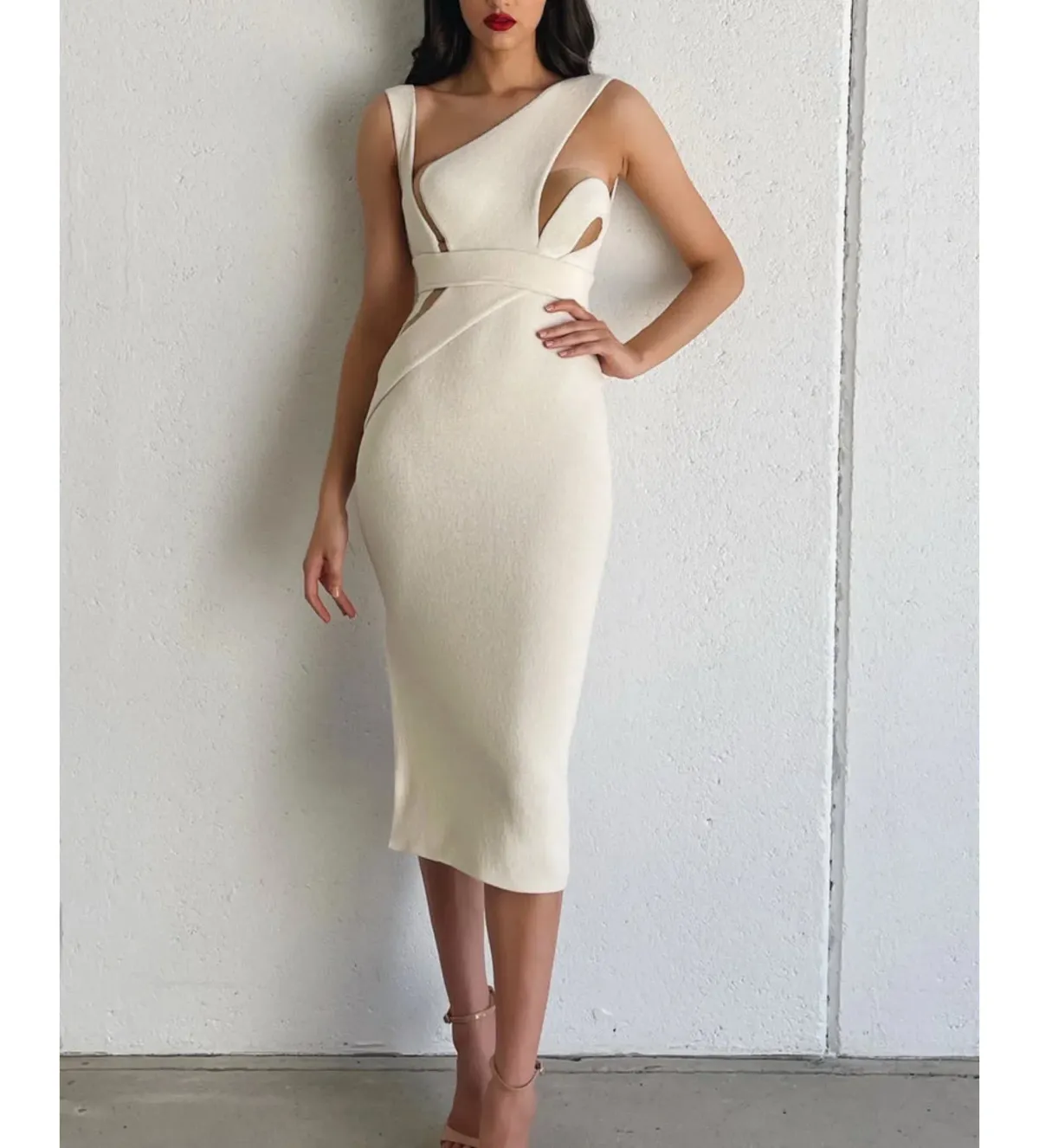 Galanni Amarisa Midi Dress White Size 8 - Image 1