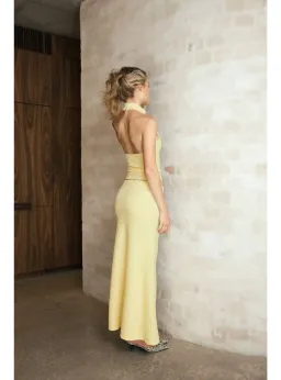 With Harper Lu Textured Halter Set in Limoncello Size AU 8 for rent on The Volte - image 4