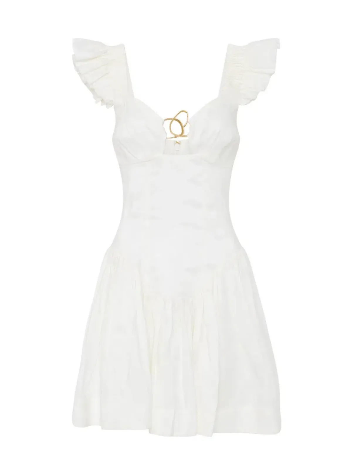 Aje Simone Frill Sleeve Dress Ivory Size AU 6 - Image 4