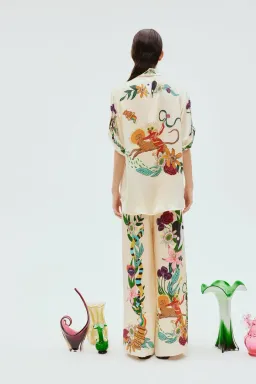 Alemais Meagan Silk Pant & Shirt Set Print Size 10 for rent on The Volte - image 2