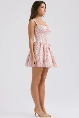 House of CB Natassia Cotton Mini Dress White Rosebud Print Size 8 for rent on The Volte - image 7