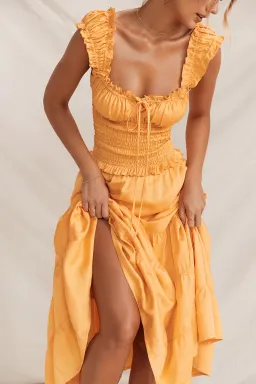 House Of CB Phedra Shirred Sundress Apricot SIze 8 for rent on The Volte - image 5