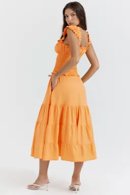 House Of CB Phedra Shirred Sundress Apricot SIze 8 for rent on The Volte - image 3