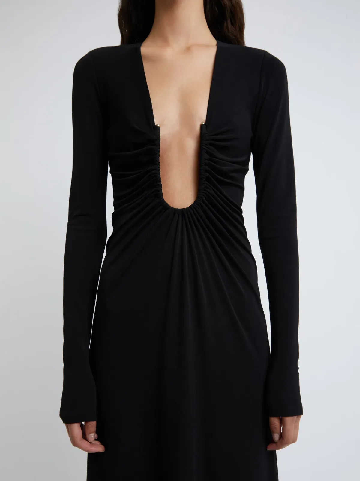Christopher Esber Arced Palm Long Sleeve Dress in Black Size 8 - Image 4