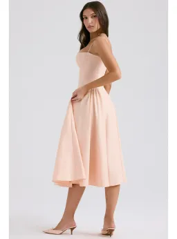 House Of CB Samaria Parfait Twill Corset Midi Dress Peach Size S / AU 8 for rent on The Volte - image 3