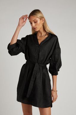 Dissh Libby Linen Mini Dress Black Size 6 for rent on The Volte - image 1