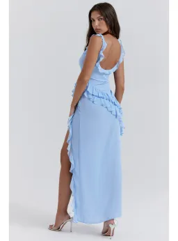 House of CB Ariela Ruffle Maxi Dress in Soft Blue Size S / AU 8 for rent on The Volte - image 2