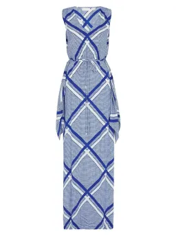 Sass & Bide The Flight Geometric Maxi Dress Blue/White Size AU 12 for rent on The Volte - image 4
