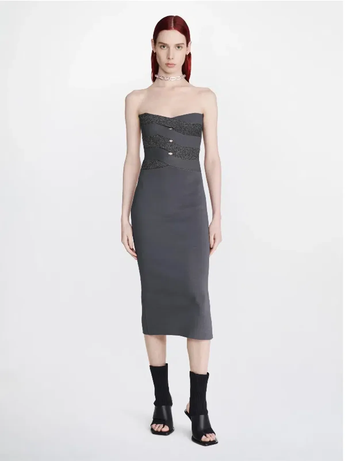 Dion Lee Reflective Interlocking Weave Midi Dress Asphalt Black Size XS / AU 6 - Image 3