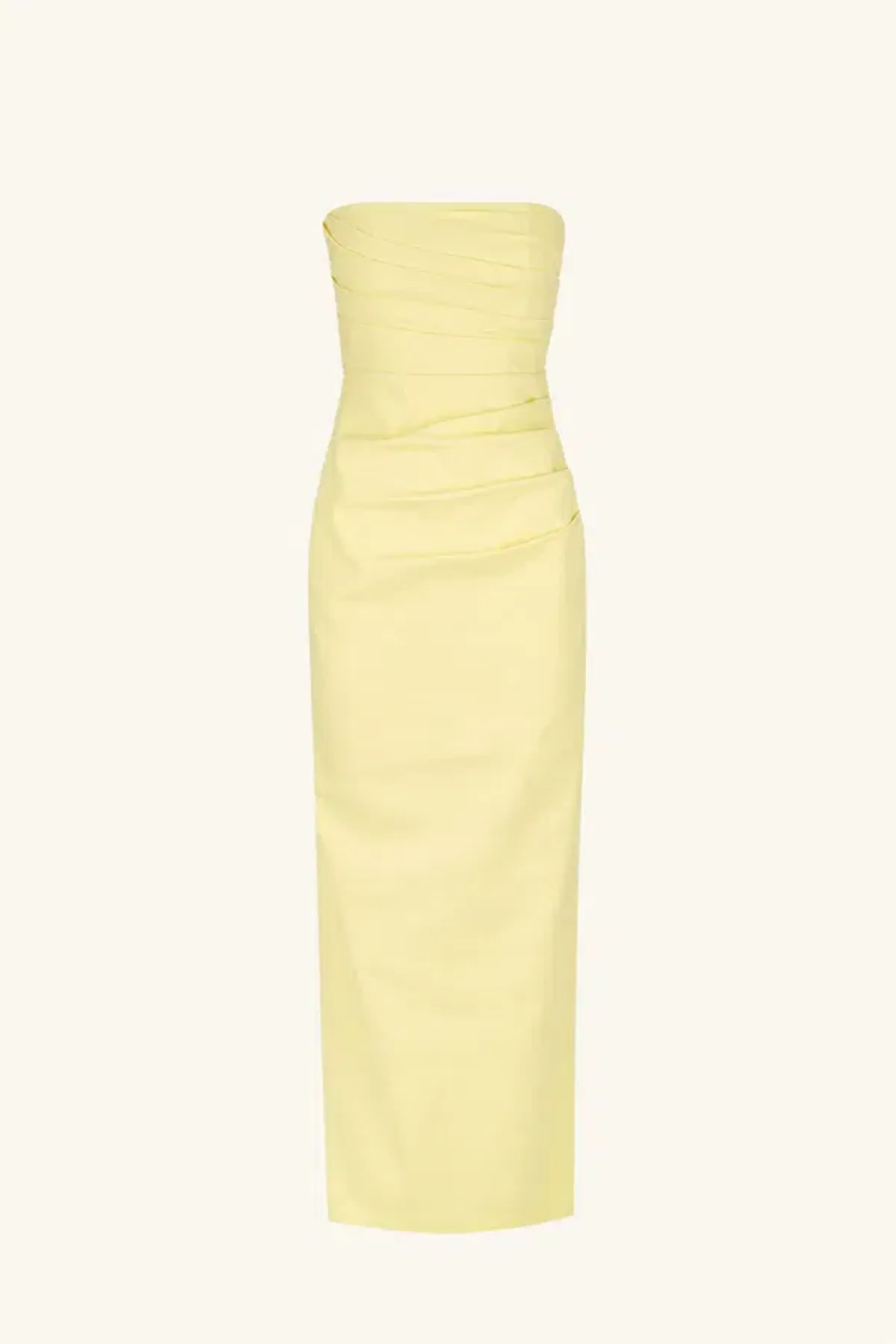 Shona Joy Lani Strapless Draped Maxi Dress Lemon Size 8 - Image 4