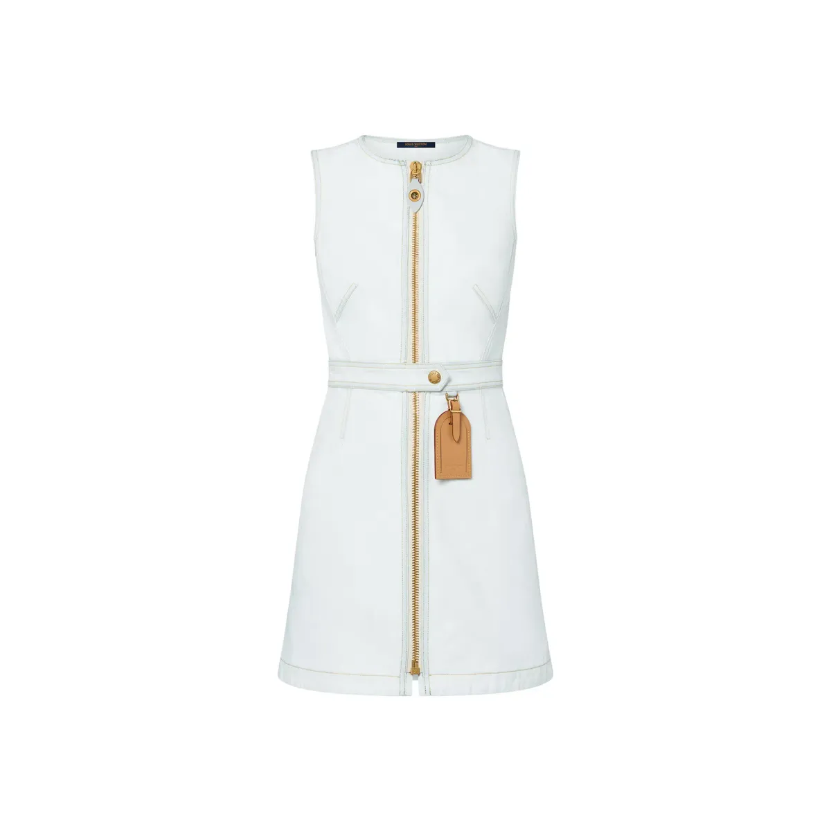 Louis Vuitton Bleached Denim Zip-Up Mini Dress White Size 10 - Image 4