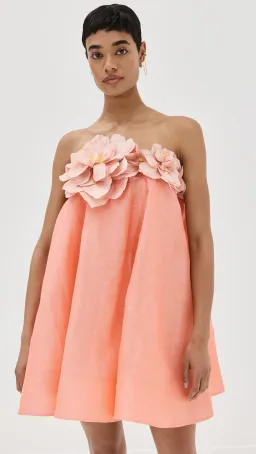 Zimmermann Natura Strapless Mini Dress in Coral Size 0/ AU 8 for rent on The Volte - image 2