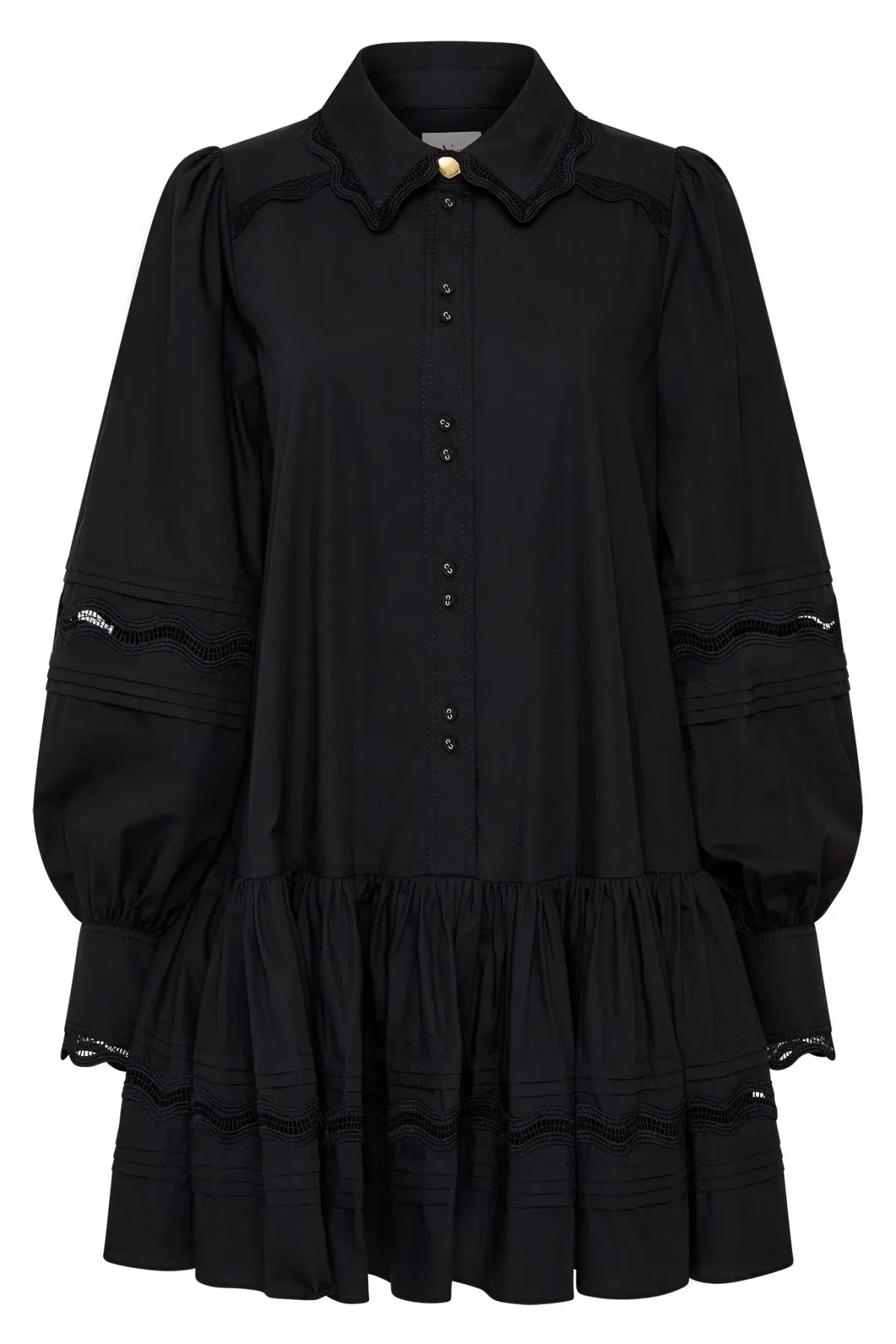 Aje Reva Wave Trim Mini Dress Black Size 8  - Image 3