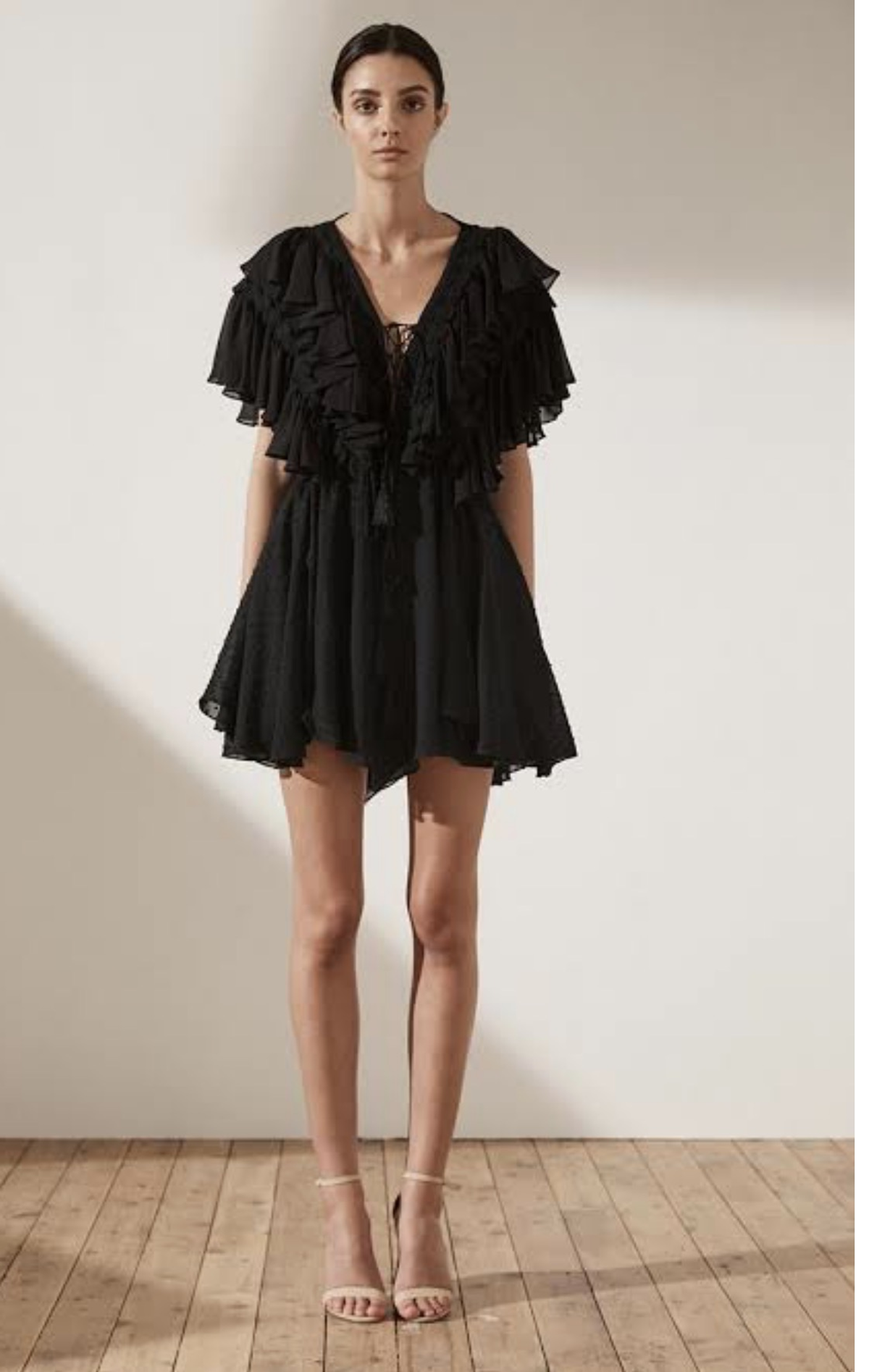 Black Shona Joy Stella ruffle dress size 8 - Image 1