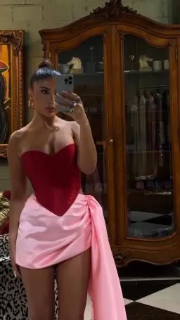 Khirzad Femme Metisa Skirt Pink & Femme Fatale Corset Red Size AU 6 for rent on The Volte - image 2