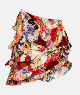 Zimmermann Wonderland Frill Mini Skirt Spliced Multi Floral Size 0/ Au 8 for rent on The Volte - image 2