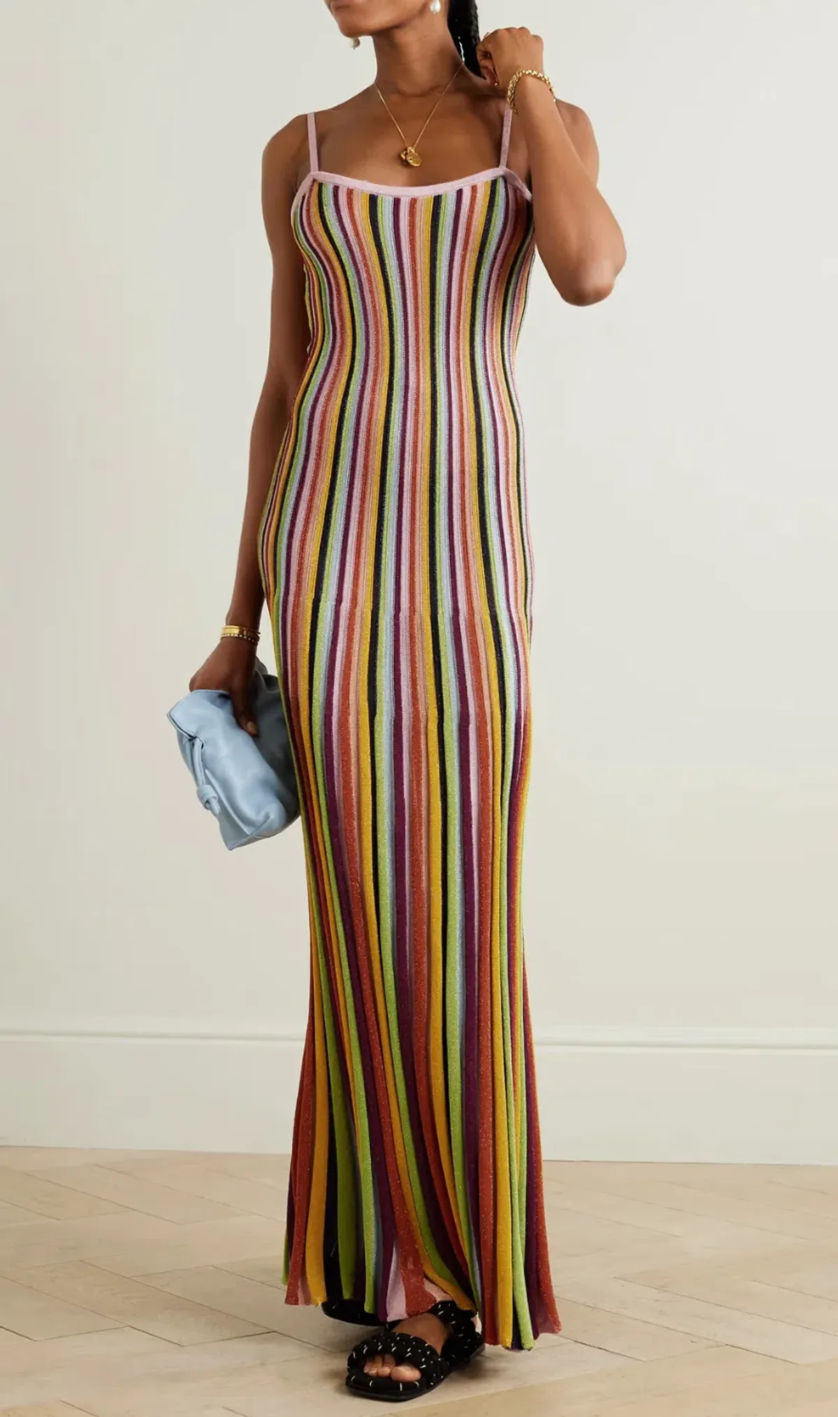 Zimmermann The Alight Stripe Midi Dress in Lurex Multi Size 0/ Au 8 - Image 3