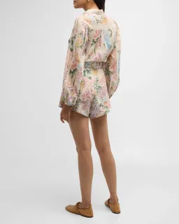 Zimmermann The Halliday Tuck Short in Multi Watercolour Floral Size 0 / AU 8  for rent on The Volte - image 3