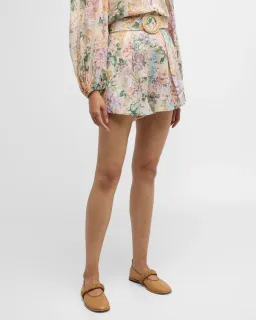 Zimmermann The Halliday Tuck Short in Multi Watercolour Floral Size 0 / AU 8  for rent on The Volte - image 2