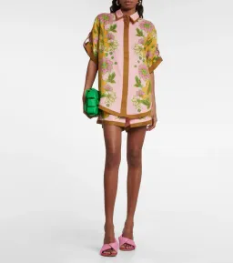 Alemais Winnie Shirt Size 6 and Short Size 10 Set Floral Spliced Pink for rent on The Volte - image 1