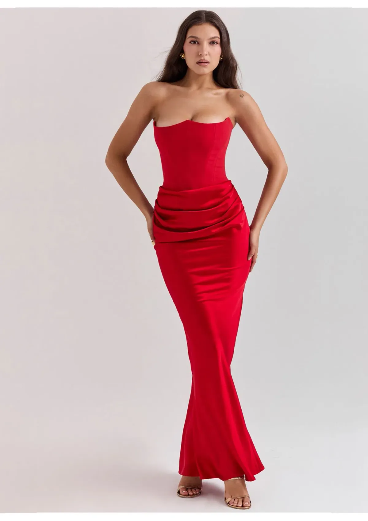 House Of CB Persephone Strapless Corset Maxi Dress Scarlet Red Size S / AU 8 - Image 1