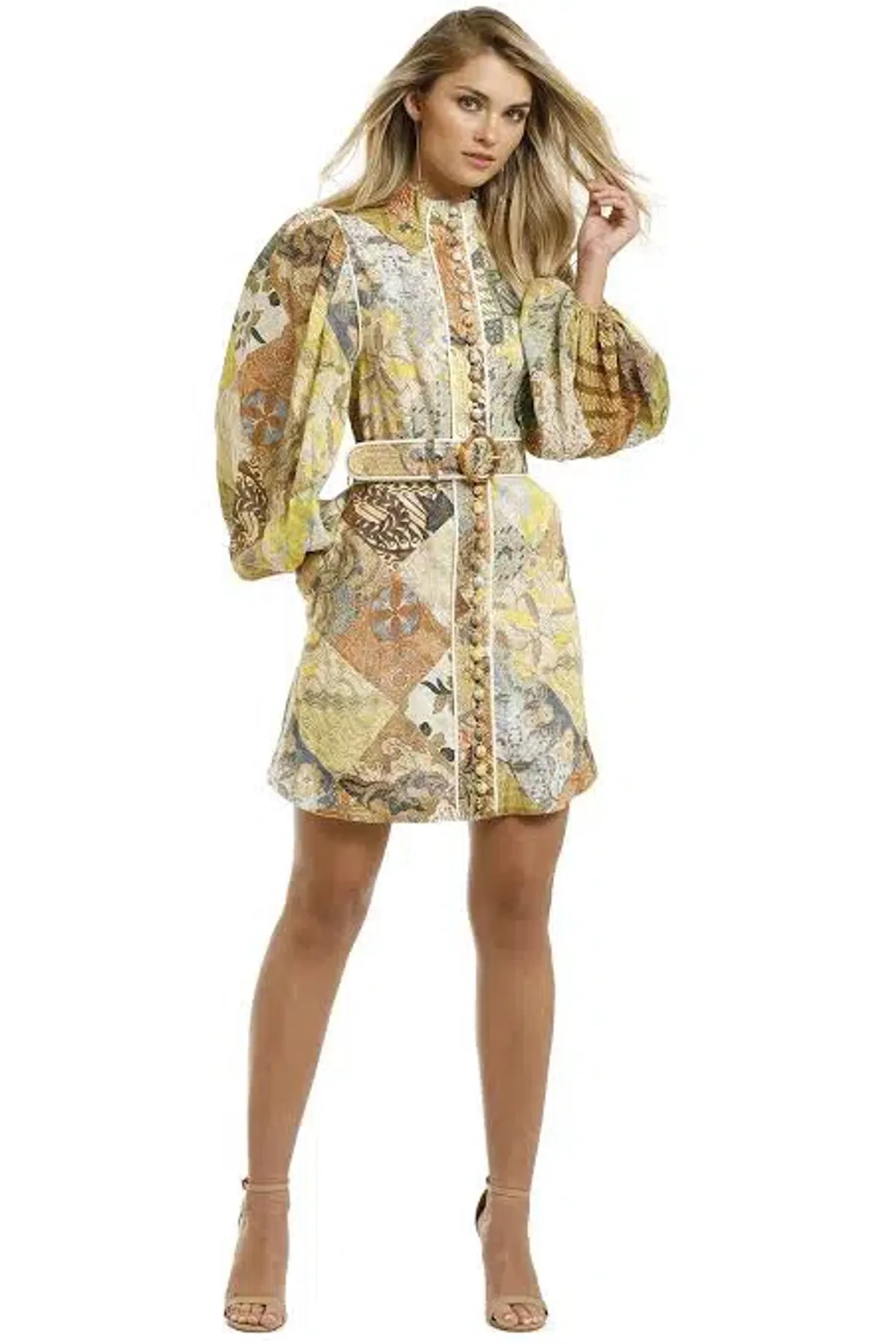  Zimmermann Brightside A-Line Mini Dress in Batik Patch Size 3 / AU 14 - Image 4