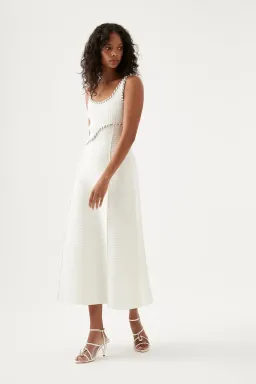 Aje Carve Abstract Knit Midi Dress Ivory Size M / AU 10 for rent on The Volte - image 1