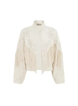 Alemais Barbara Fringe Jacket Cream Size AU 10 for rent on The Volte - image 4