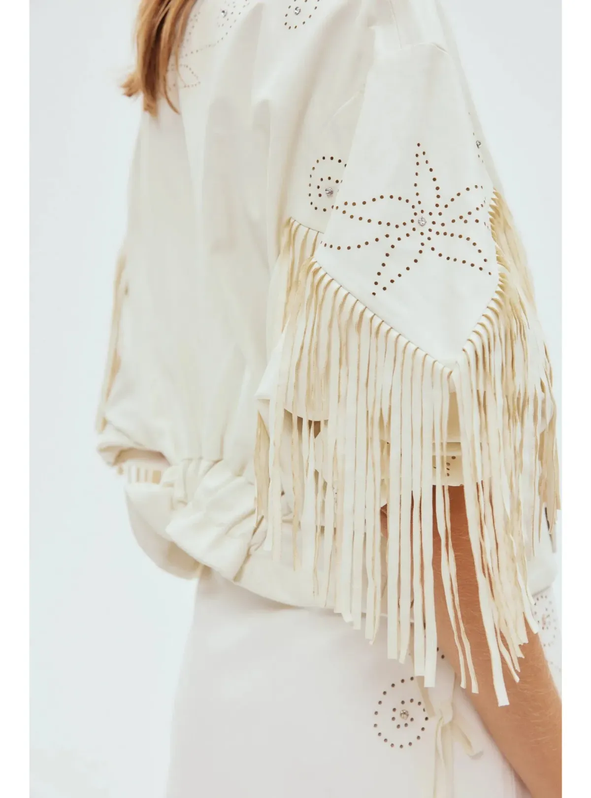Alemais Barbara Fringe Jacket Cream Size AU 10 - Image 2
