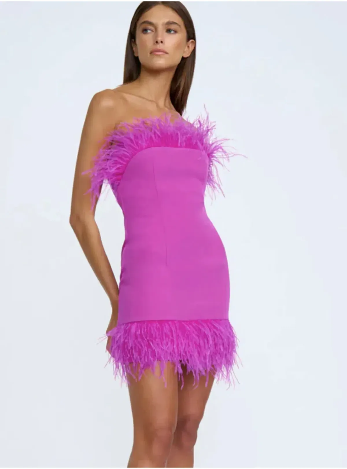 By Johnny Nadia Feather Dress Hot Pink Size AU 10 - Image 2