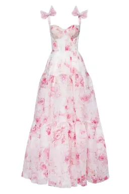 Milla Pink Peony Tenter Floral Maxi Tie-up Dress Floral Size AU 6 for rent on The Volte - image 4