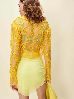 House of SunnyCasa Limon Applique Shirt in Limoncello Size AU 12 for rent on The Volte - image 3